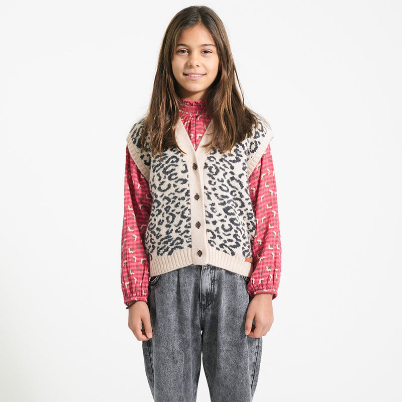 Blouse Pink Checkered with Flowers