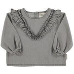 Blusenshirt mit Rüschen Grey Chambaray