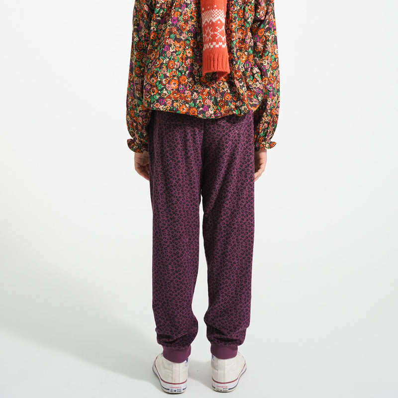 Jogging Pants Aubergine with Animal Print