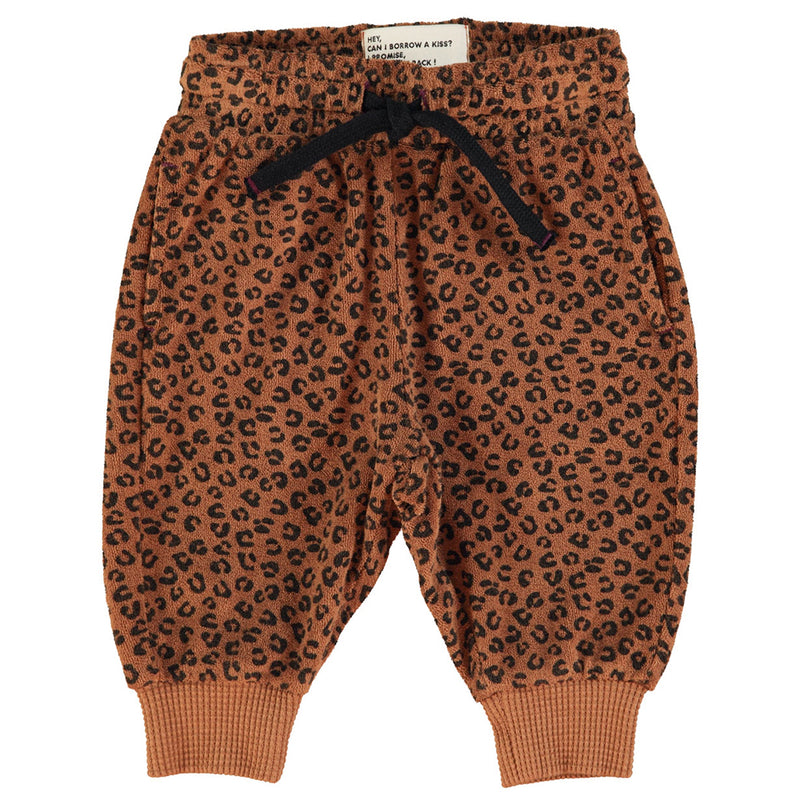 Baby Jogging Pants Brown with Animal Print