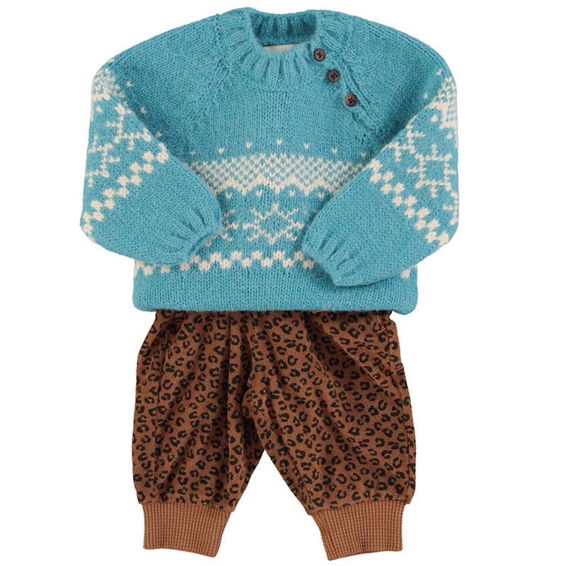 Baby Jogging Pants Brown with Animal Print