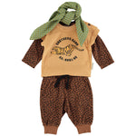 Baby Jogging Pants Brown with Animal Print