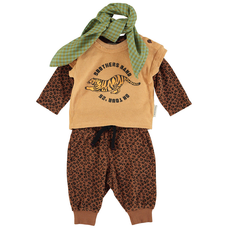 Baby Jogging Pants Brown with Animal Print