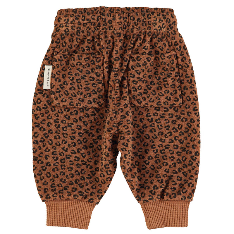 Baby Jogging Pants Brown with Animal Print