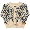 Knitted Baby Cardigan Light Pink with Black Animal Print