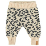 Knitted Baby Leggings Light Pink with Black Animal Print