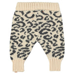 Knitted Baby Leggings Light Pink with Black Animal Print