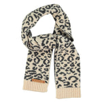 Knitted Scarf Light Pink with Animal Print