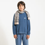 Knitted Scarf Light Pink with Animal Print