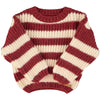 Knitted Sweater Bordeaux & Light Pink Stripes