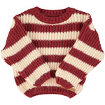 Knitted Sweater Bordeaux & Light Pink Stripes