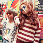 Knitted Sweater Bordeaux & Light Pink Stripes