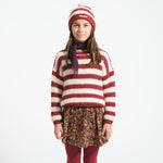 Knitted Sweater Bordeaux & Light Pink Stripes