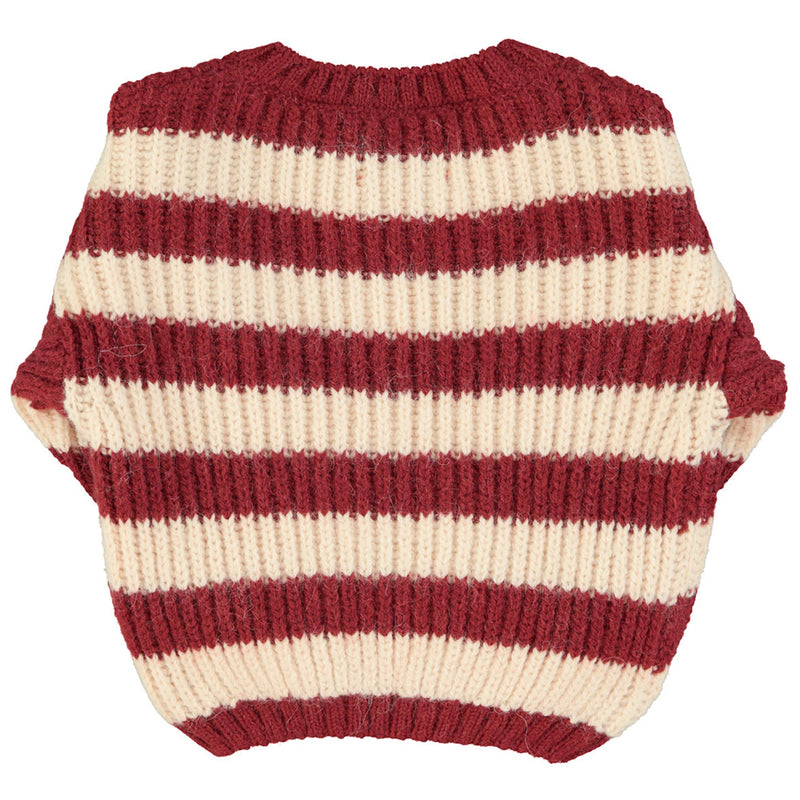 Knitted Sweater Bordeaux & Light Pink Stripes