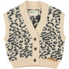 Knitted Waistcoat Light Pink with Black Animal Print