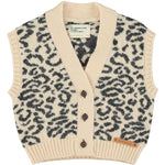 Knitted Waistcoat Light Pink with Black Animal Print