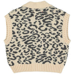 Knitted Waistcoat Light Pink with Black Animal Print