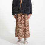 Long Skirt Light Pink & Brown Flowers