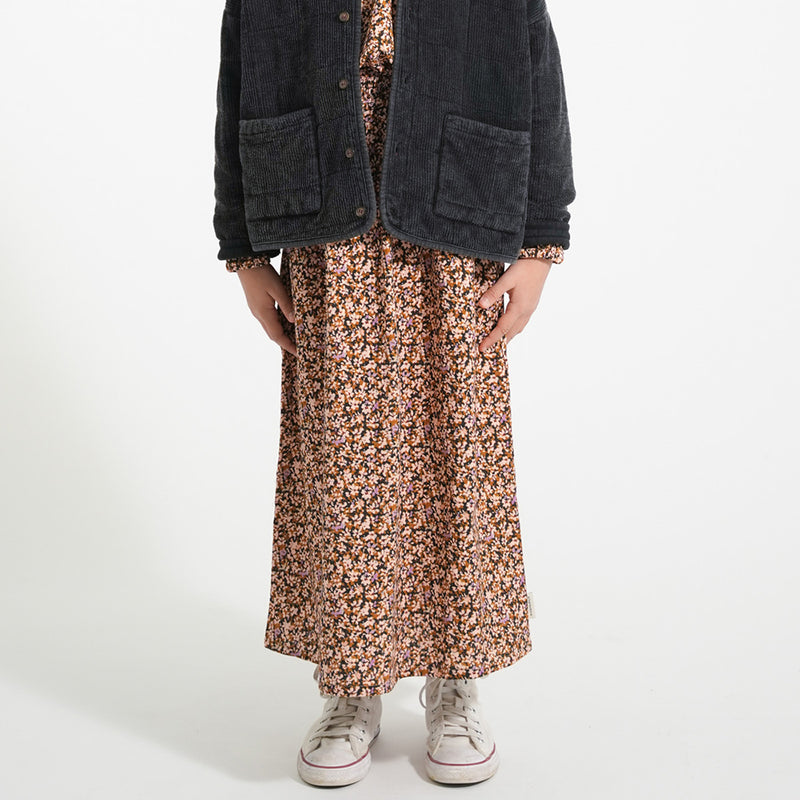 Long Skirt Light Pink & Brown Flowers