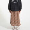 Long Skirt Light Pink & Brown Flowers