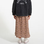 Long Skirt Light Pink & Brown Flowers