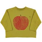 Langarmshirt Olive Green with Red Apple