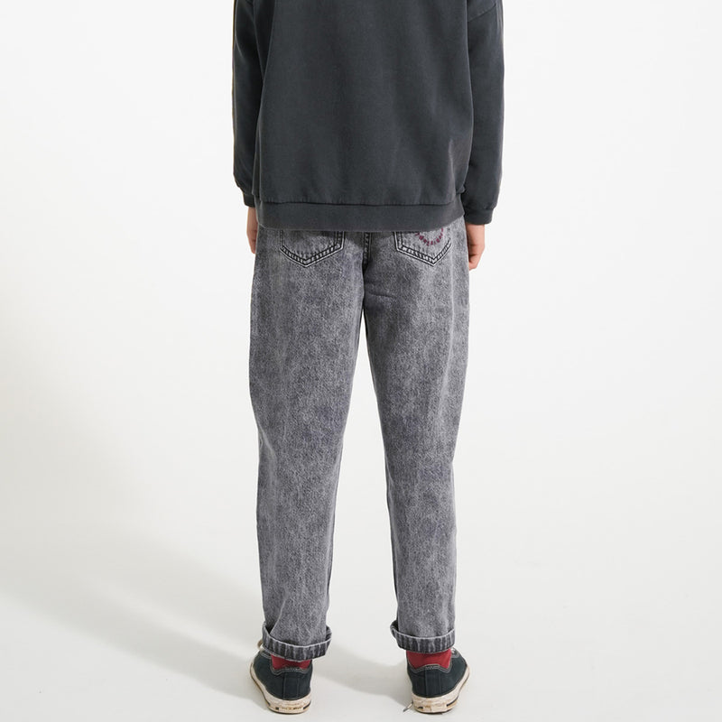 Jeans Mom Fit Trousers Washed Black Denim