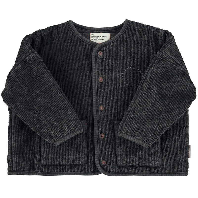 Paded Jacket Washed Black with Rock Star Print