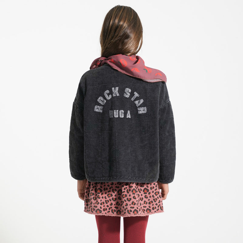 Paded Jacket Washed Black with Rock Star Print
