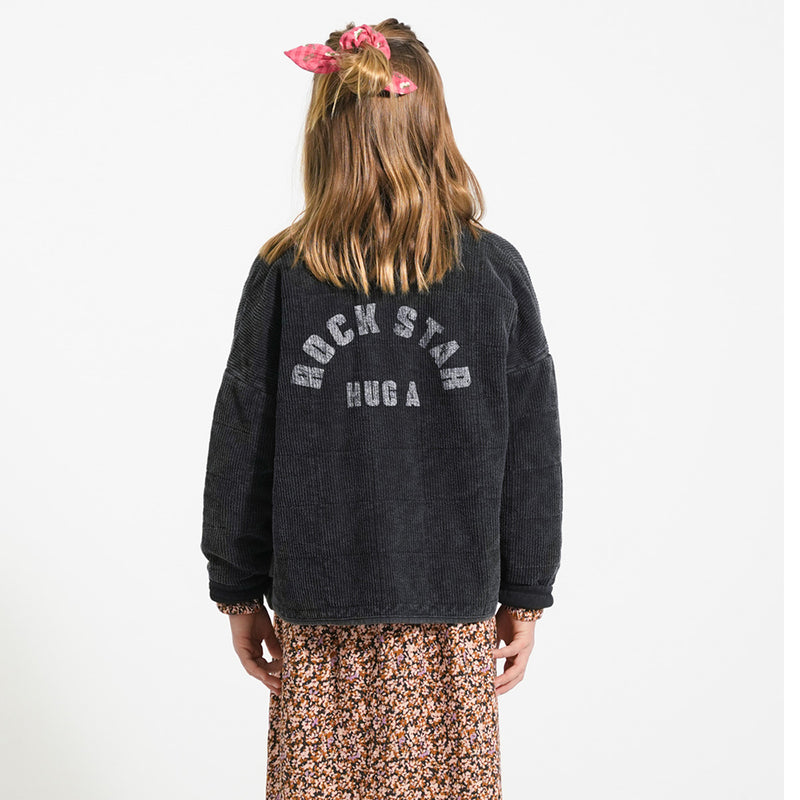 Paded Jacket Washed Black with Rock Star Print