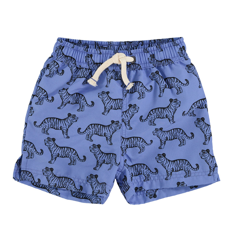 Badeshorts Blue with Black Tigers