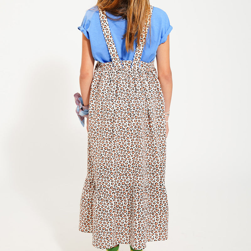 Long Layered Dress Ecru Animal Print