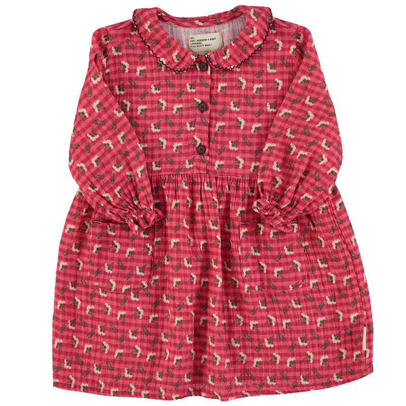 Short Dress Pink Checkered with Flowers