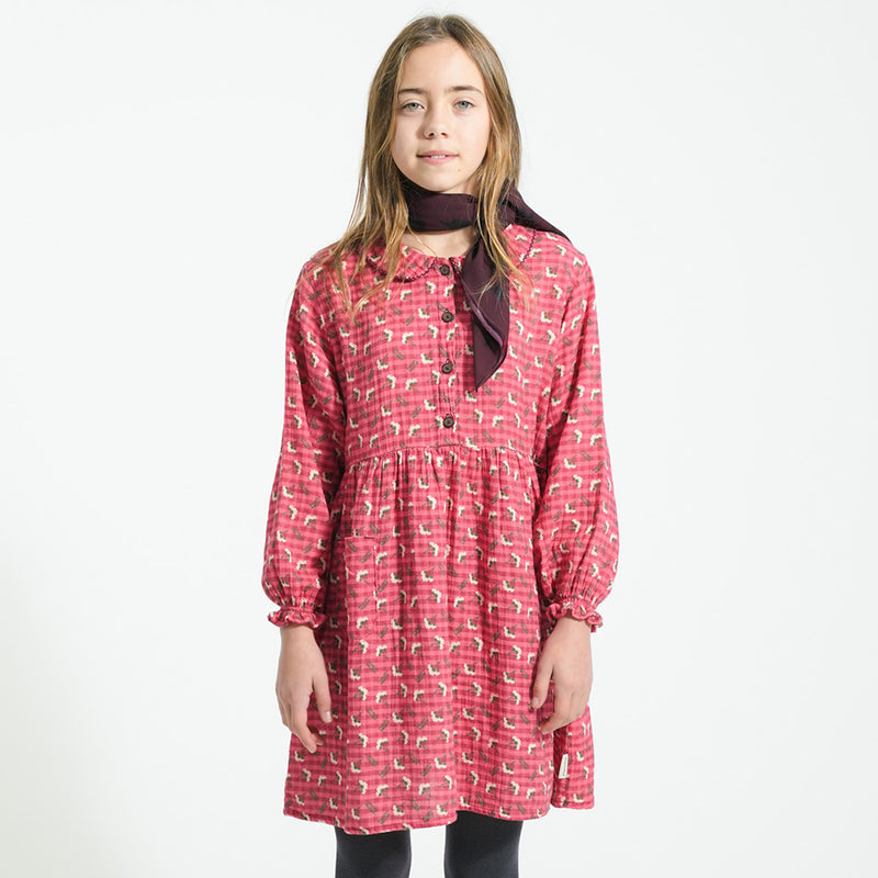 Short Dress Pink Checkered with Flowers