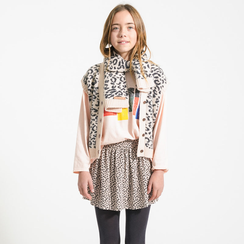 Short Skirt Pale Pink with Animal Print