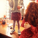 Short Skirt Pink Checkered with Flowers