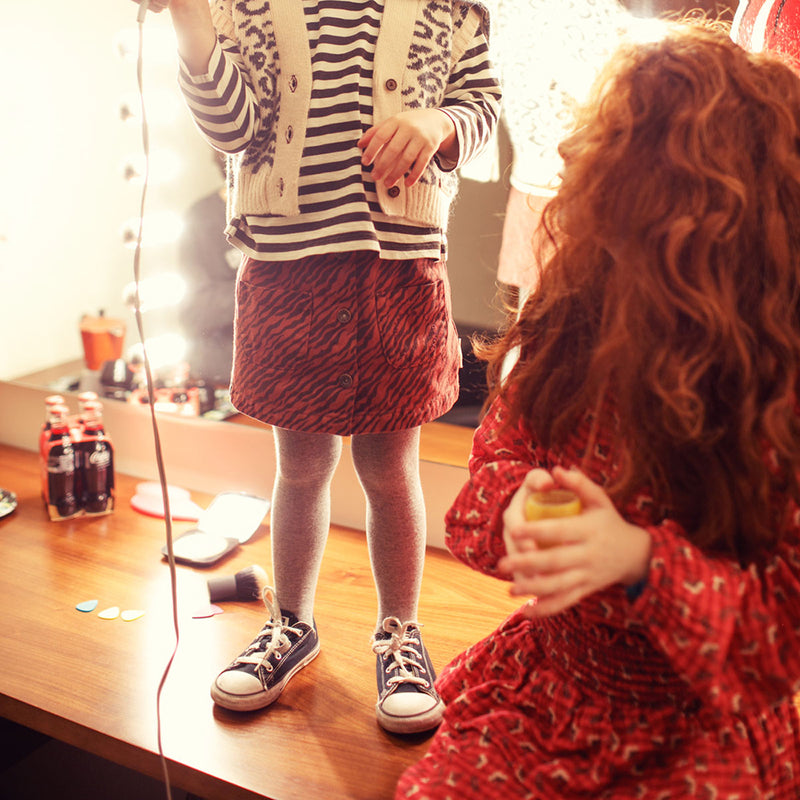 Short Skirt Pink Checkered with Flowers