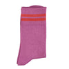 Socken Lila with Red Stripes