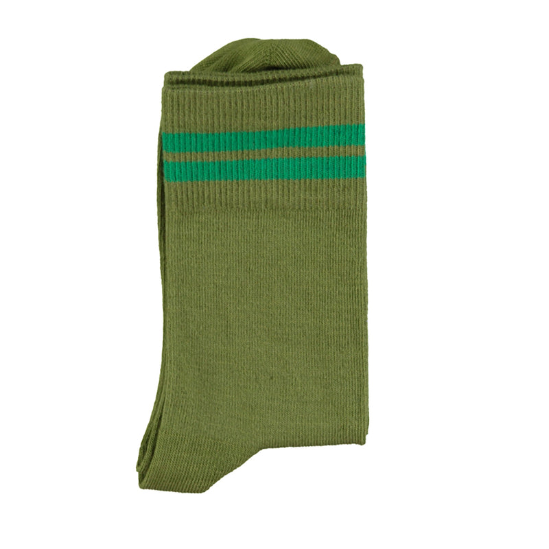 Socken Olive Green with Green Stripes