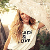 Women ärmelloses Sweatshirt White / Peace & Love Print