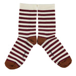 Socks Ecru & Bordeaux Stripes