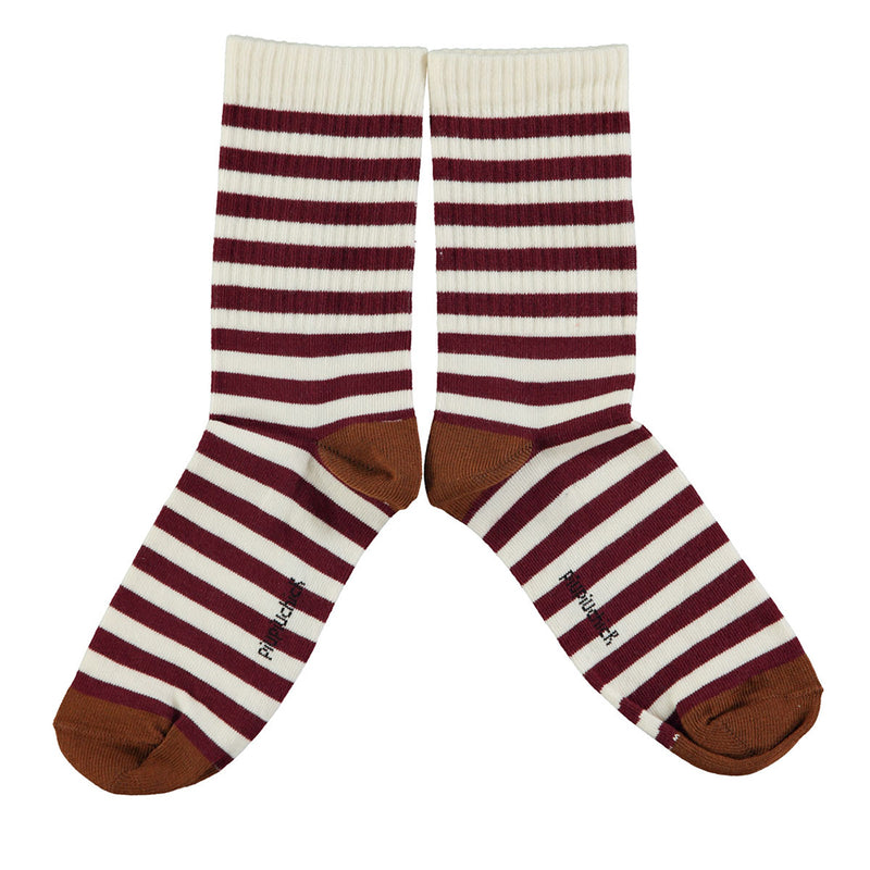 Socks Ecru & Bordeaux Stripes