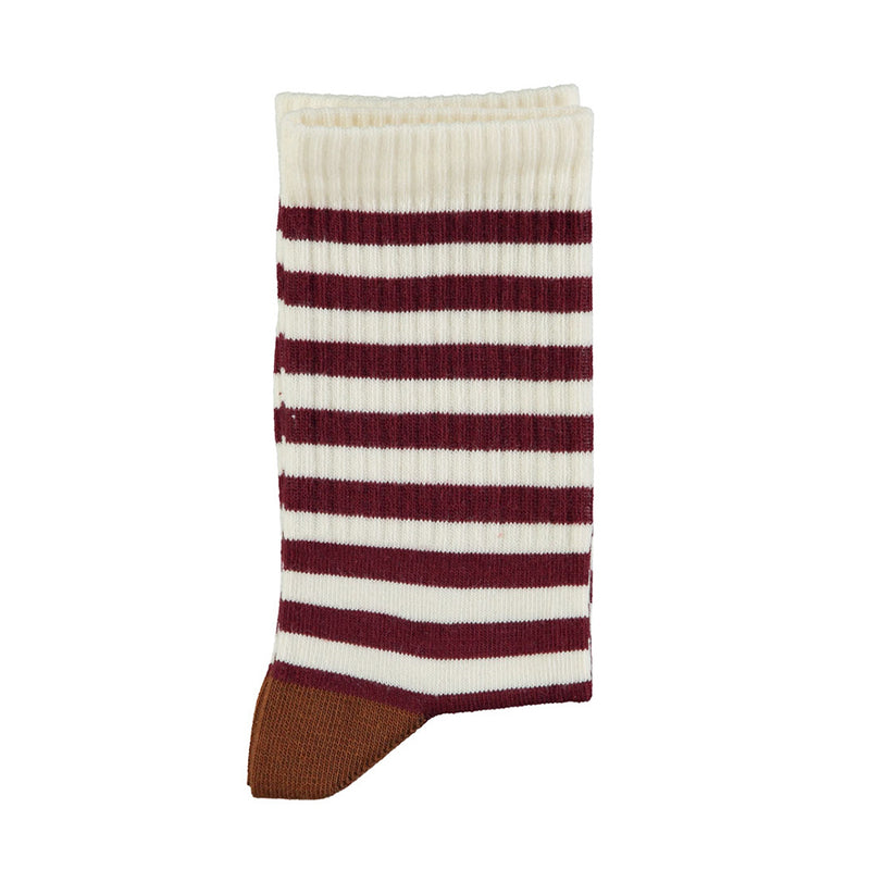 Socks Ecru & Bordeaux Stripes