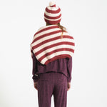 Terry Cotton Sweatshirt Aubergine with Animal Print