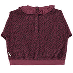 Terry Cotton Sweatshirt Aubergine with Animal Print