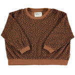 Terry Cotton Sweatshirt Brown with Animal Print