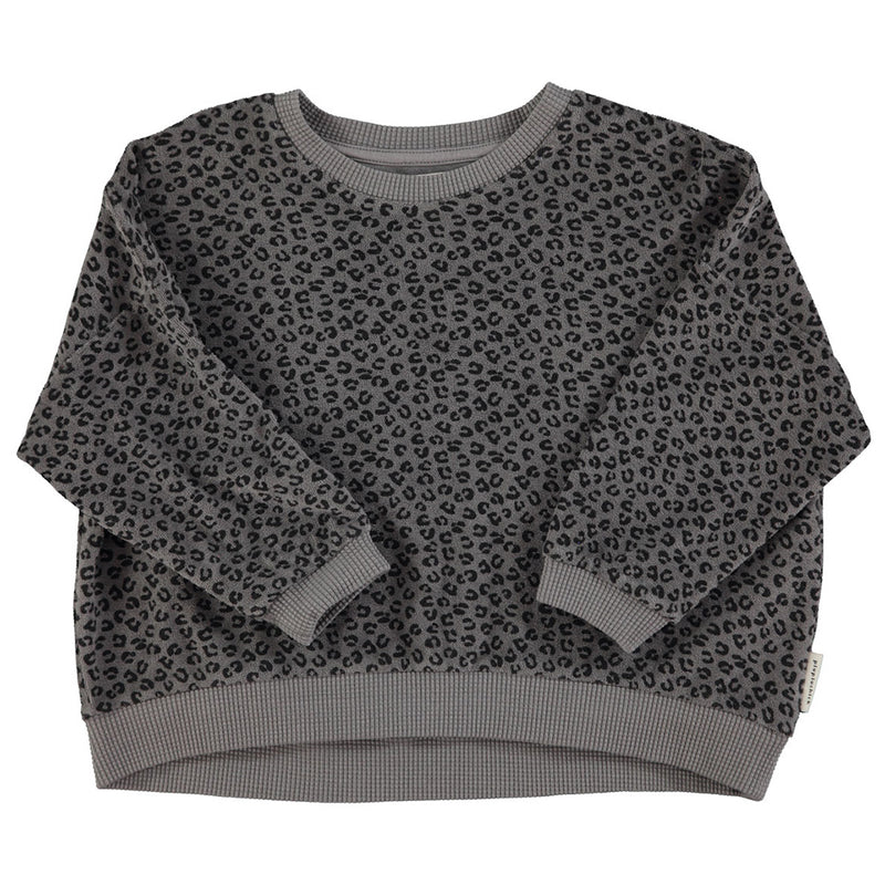 Terry Cotton Sweatshirt Grey with Animal Print