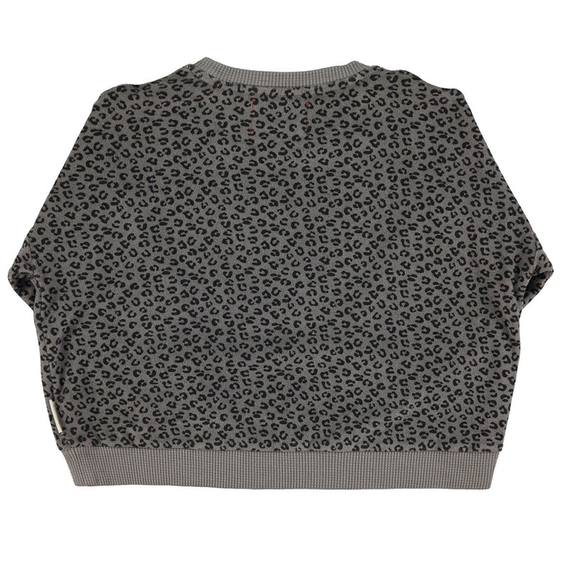 Terry Cotton Sweatshirt Grey with Animal Print