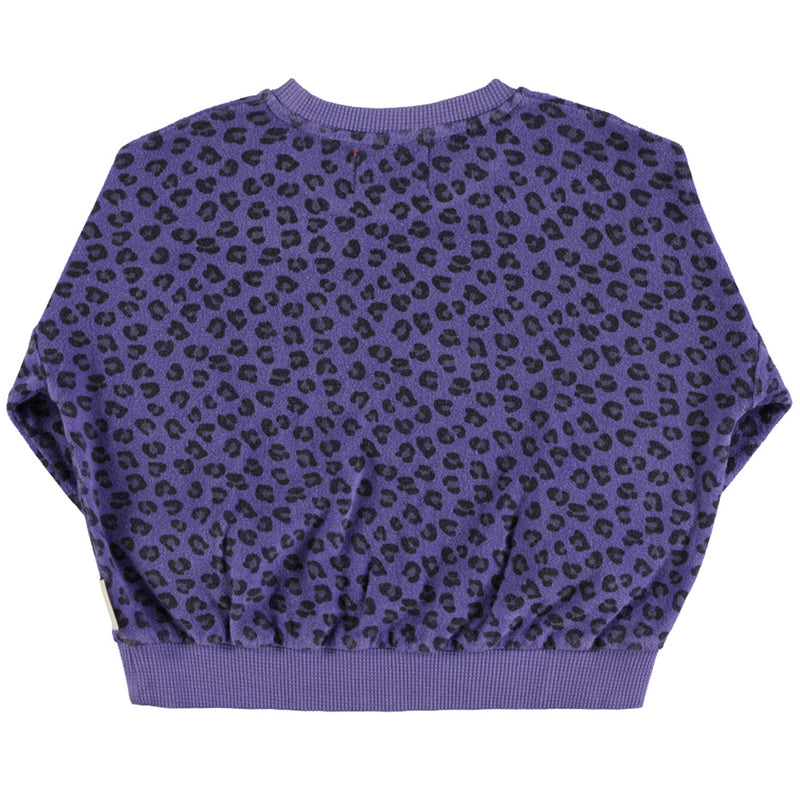 Sweatshirt Terry Cotton Purple with Animal Print