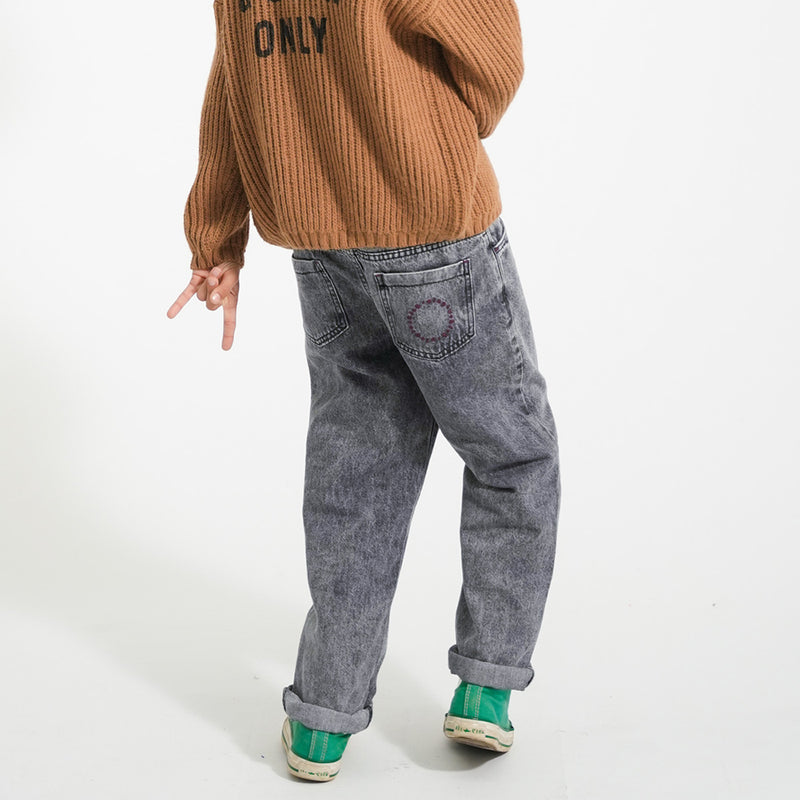 Jeans Unisex Trousers Washed Black Denim